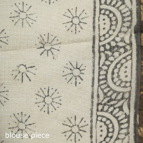 Black - Bagru Hand Block Print Kota Doria Cotton Saree 25