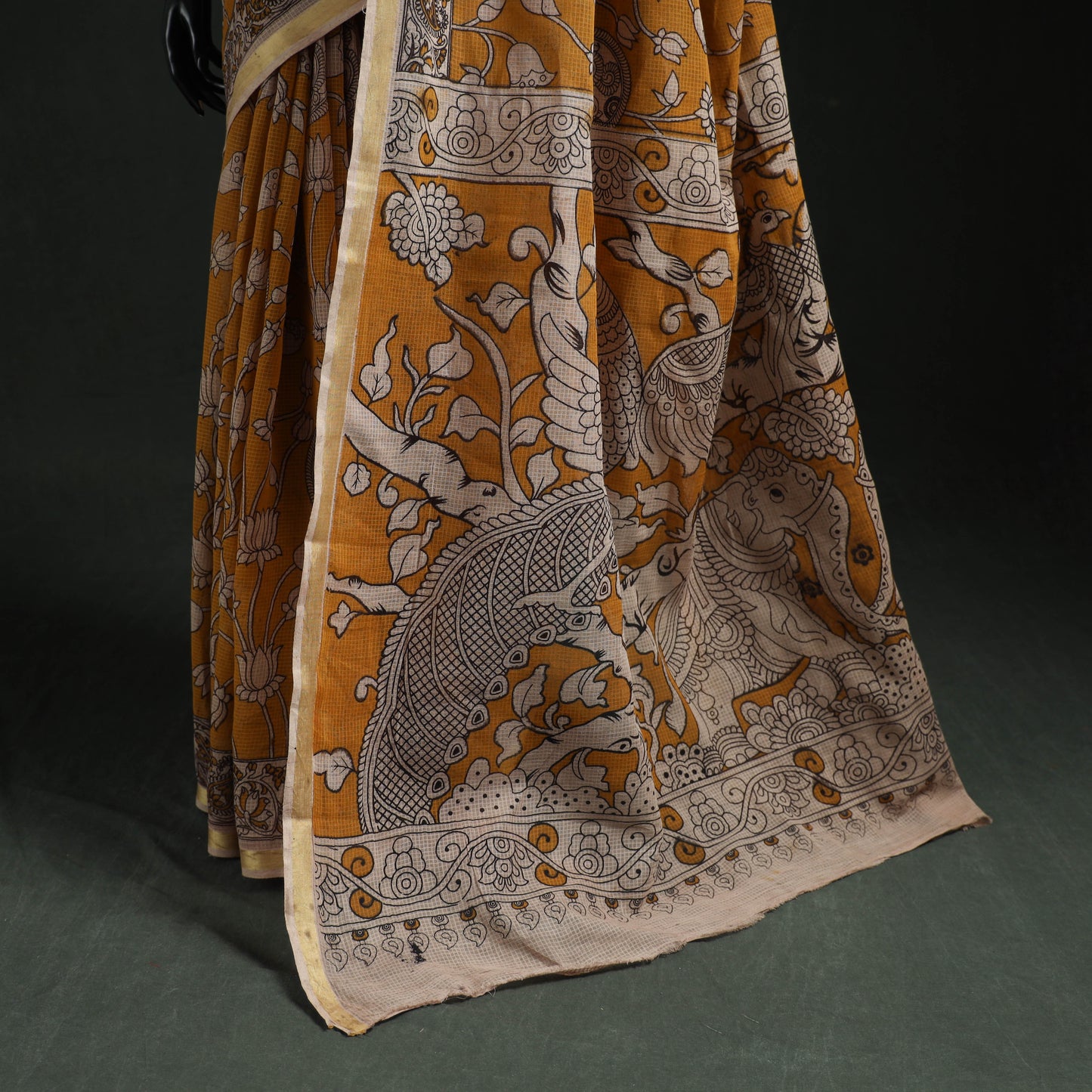 Kota Doria Cotton Printed Kalamkari Saree 20