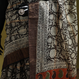 Black - Bagru Hand Block Print Kota Doria Cotton Saree 28