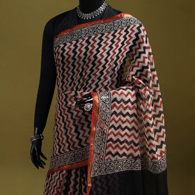 Multicolor - Bagru Hand Block Print Kota Doria Cotton Saree 29