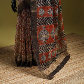 Red - Bagru Hand Block Print Kota Doria Cotton Saree 30