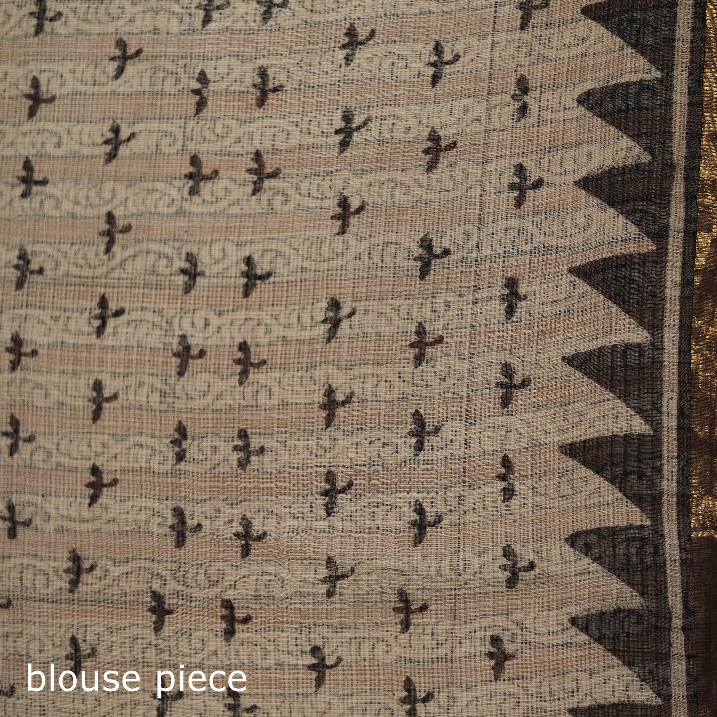 Black - Bagru Hand Block Print Kota Doria Cotton Saree 31