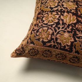 Brown Pedana Block Print Cotton Kalamkari Cushion Cover