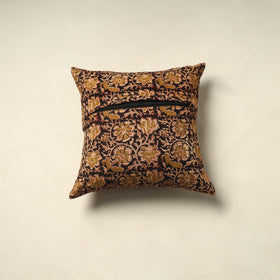 Brown Pedana Block Print Cotton Kalamkari Cushion Cover