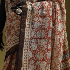 Red - Bagru Hand Block Print Kota Doria Cotton Saree 32