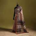 Beige - Bagru Hand Block Print Kota Doria Cotton Saree 33