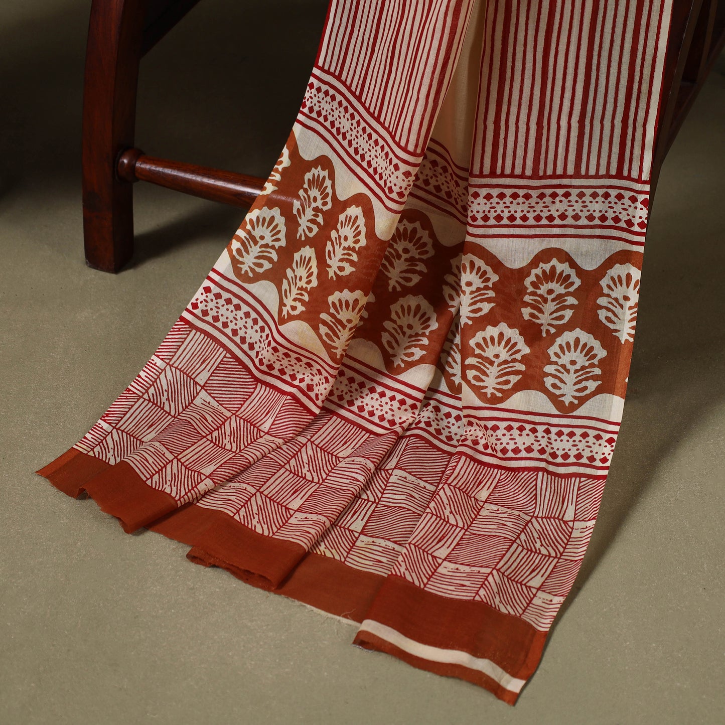 Brown - 3pc cotton bagru unstitched dress material 26