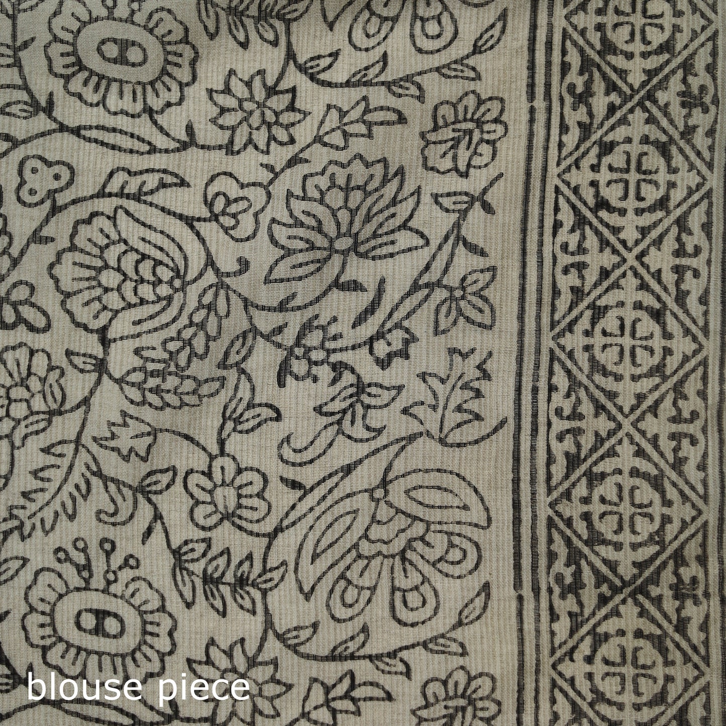Black - Bagru Hand Block Print Kota Doria Cotton Saree 34