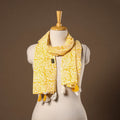 Yellow - cotton sanganeri stole with tassels 37