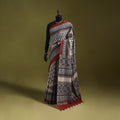 Kutch Hand Block Print Natural Dyed Pure Mul Cotton Ajrakh Saree with Tassels 04