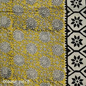 Beige - Bagru Hand Block Print Kota Doria Cotton Saree 35