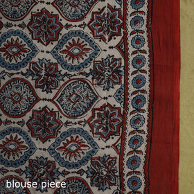 Kutch Hand Block Print Natural Dyed Pure Mul Cotton Ajrakh Saree with Tassels 04