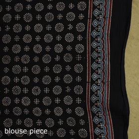 Kutch Hand Block Print Natural Dyed Pure Mul Cotton Ajrakh Saree with Tassels 03