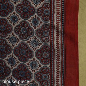 Kutch Hand Block Print Natural Dyed Pure Mul Cotton Ajrakh Saree with Tassels 05