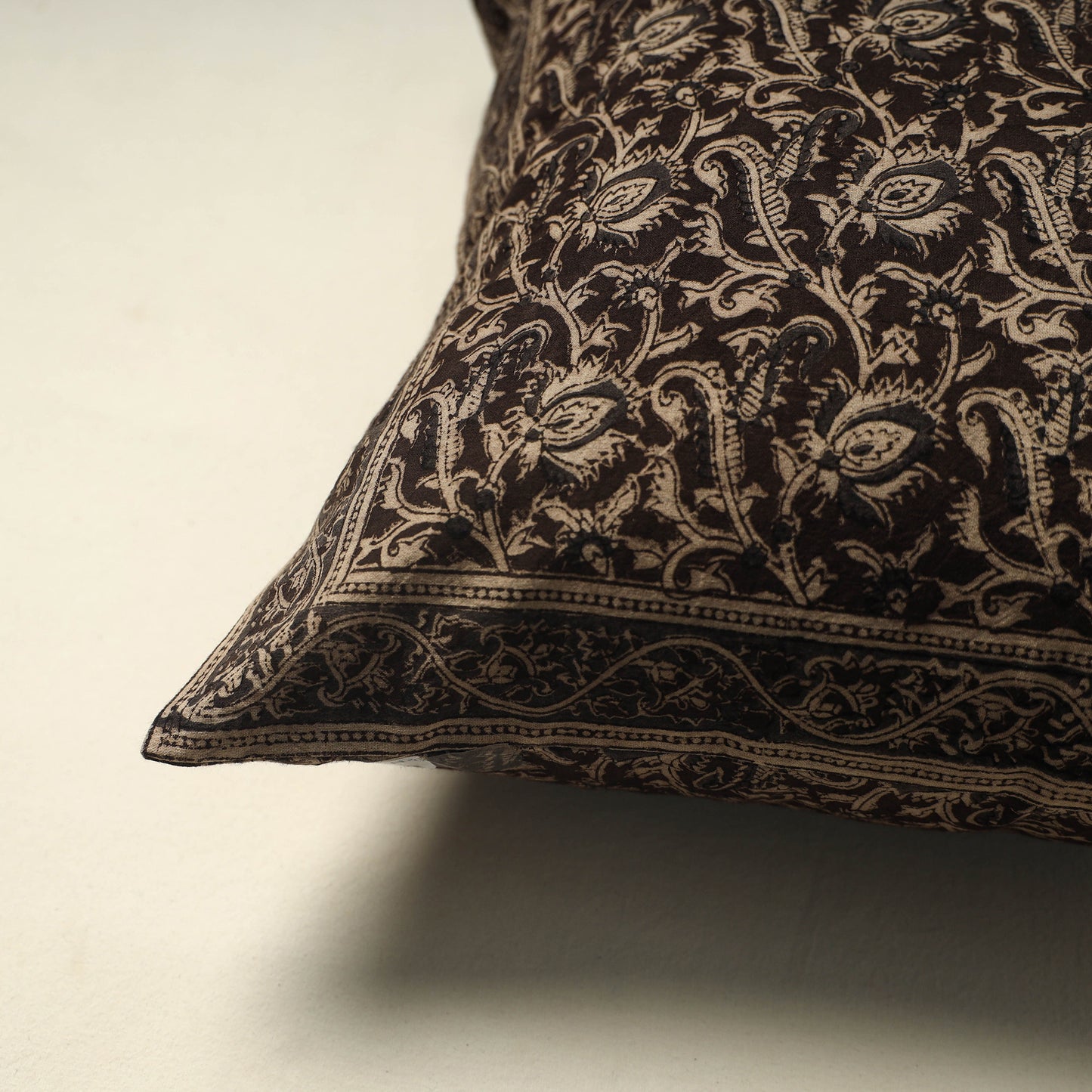 Black - pedana cotton kalamkari cushion cover 13