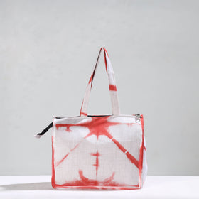 Red Handcrafted Shibori Tie-Dye Cotton Hand Bag 01
