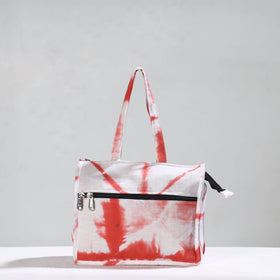 Red Handcrafted Shibori Tie-Dye Cotton Hand Bag 01