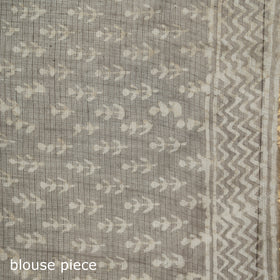 Brown - Batik Hand Block Print Kota Doria Cotton Saree 40