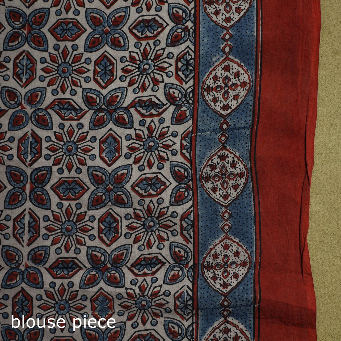 Kutch Hand Block Print Natural Dyed Pure Mul Cotton Ajrakh Saree with Tassels 08