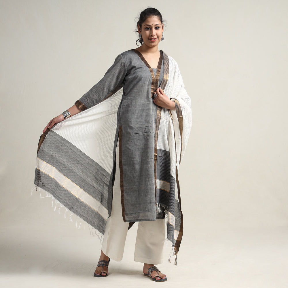 Mangalagiri Kurta with Palazzo & Dupatta Set
