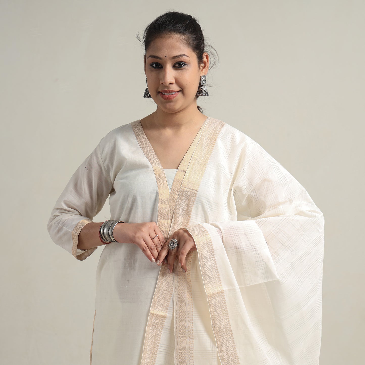 Mangalagiri Kurta with Palazzo & Dupatta Set