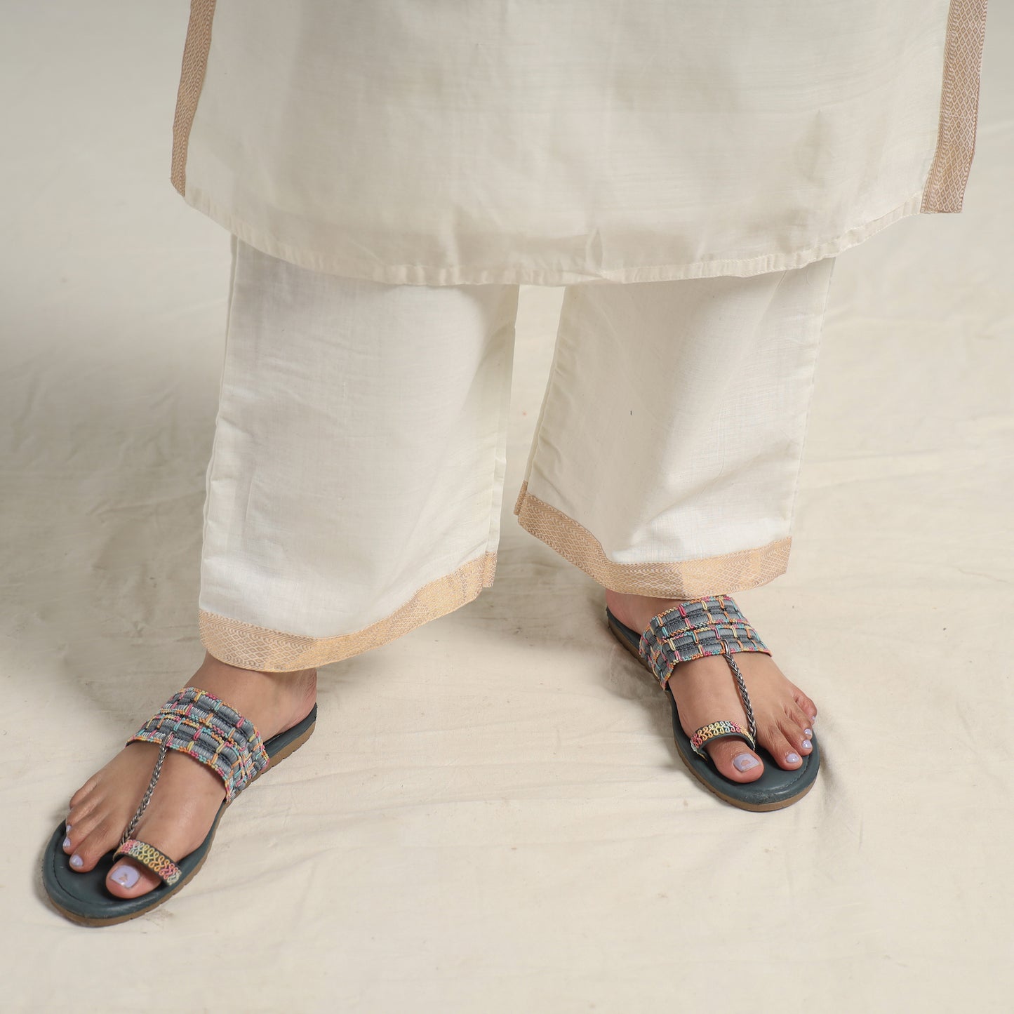 Mangalagiri Kurta with Palazzo & Dupatta Set