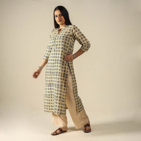 Buy Ajrakh Block Printed Cotton Long Kurta for Women