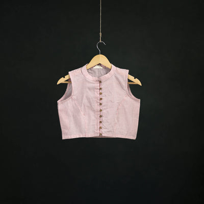 Jacquard Cotton Sleeveless Readymade Blouse 16