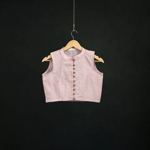 Jacquard Cotton Sleeveless Readymade Blouse 16
