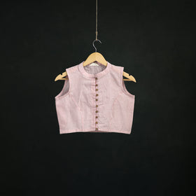 Jacquard Cotton Sleeveless Readymade Blouse 16
