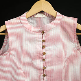 Jacquard Cotton Sleeveless Readymade Blouse 16