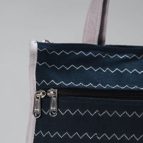 Blue Handcrafted Jacquard Cotton Hand Bag 08