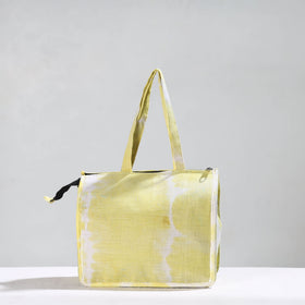 Yellow Handcrafted Shibori Tie-Dye Cotton Hand Bag 11