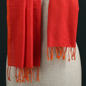 Red - Mangalagiri Handloom Cotton Stole with Tassels 02