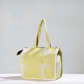Yellow Handcrafted Shibori Tie-Dye Cotton Hand Bag 11