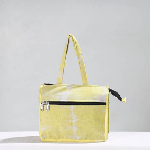 Yellow Handcrafted Shibori Tie-Dye Cotton Hand Bag 11