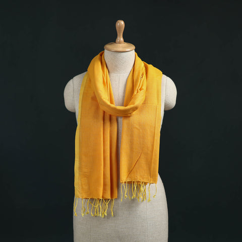 Yellow - Mangalagiri Handloom Cotton Stole with Tassels 03