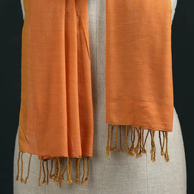 Orange - Mangalagiri Handloom Cotton Stole with Tassels 04