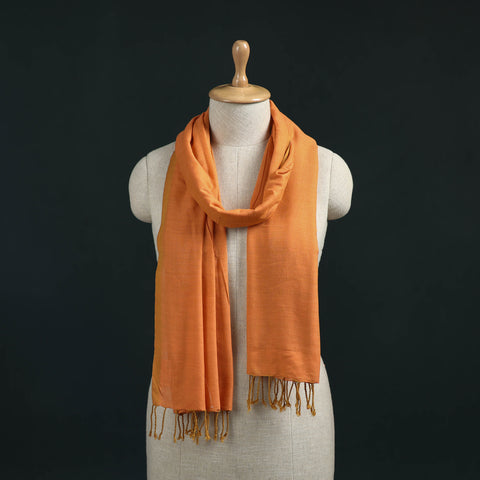 Orange - Mangalagiri Handloom Cotton Stole with Tassels 04