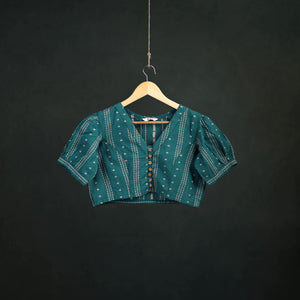 Green - Jacquard Cotton Readymade Blouse 13