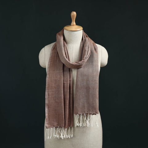 Brown - Mangalagiri Handloom Cotton Stole with Tassels 05