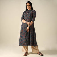 Blue - Ajrakh Block Printed Cotton Long Kurta