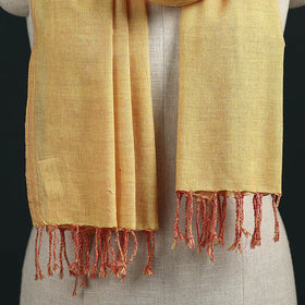 Yellow - Mangalagiri Handloom Cotton Stole with Tassels 07