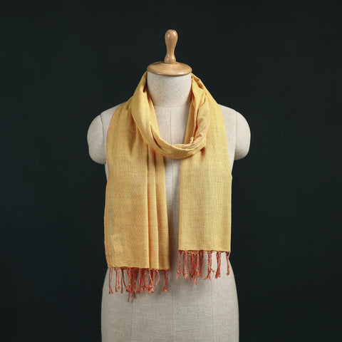 Yellow - Mangalagiri Handloom Cotton Stole with Tassels 07
