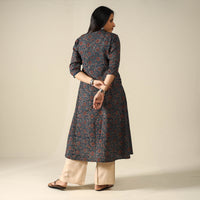 Blue - Ajrakh Block Printed Cotton Long Kurta