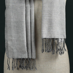 Grey - Mangalagiri Handloom Cotton Stole with Tassels 08