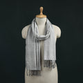 Grey - Mangalagiri Handloom Cotton Stole with Tassels 08