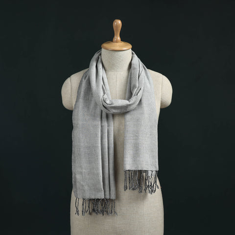 Grey - Mangalagiri Handloom Cotton Stole with Tassels 08