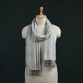 Grey - Mangalagiri Handloom Cotton Stole with Tassels 08