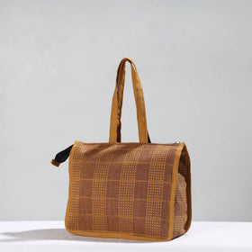 Brown Handcrafted Jacquard Cotton Hand Bag 13